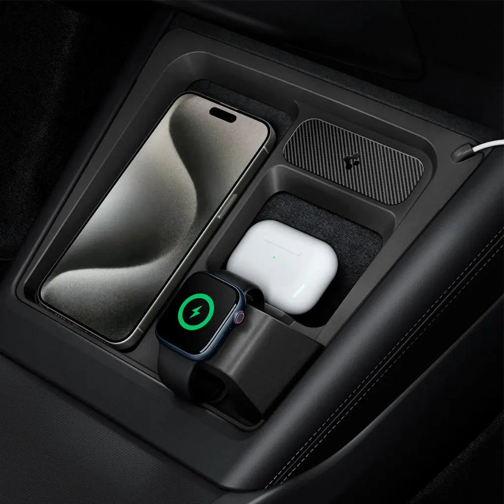 Spigen Tesla Model 3 Highland (2025/2024) 3-in-1 Organizer Mount For iPhone AirPods Apple Watch Tesla Accessories