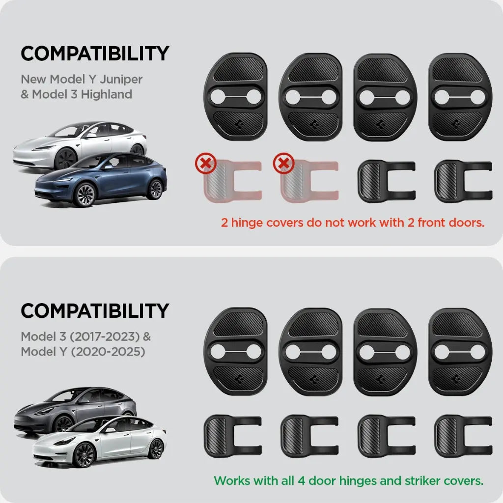 Spigen Tesla Model Y 2025 Refresh (Juniper) & Tesla Model 3 (2017-2025) Door Striker and Hinge Cover Tesla Accessories