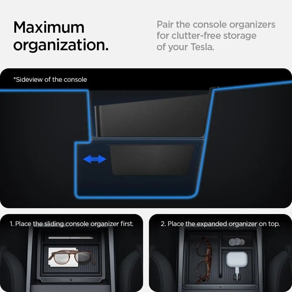 Spigen Tesla Model Y Juniper (2026/2025) & Model 3 Highland (2025/2024) Center Console Organizer Tesla Accessories