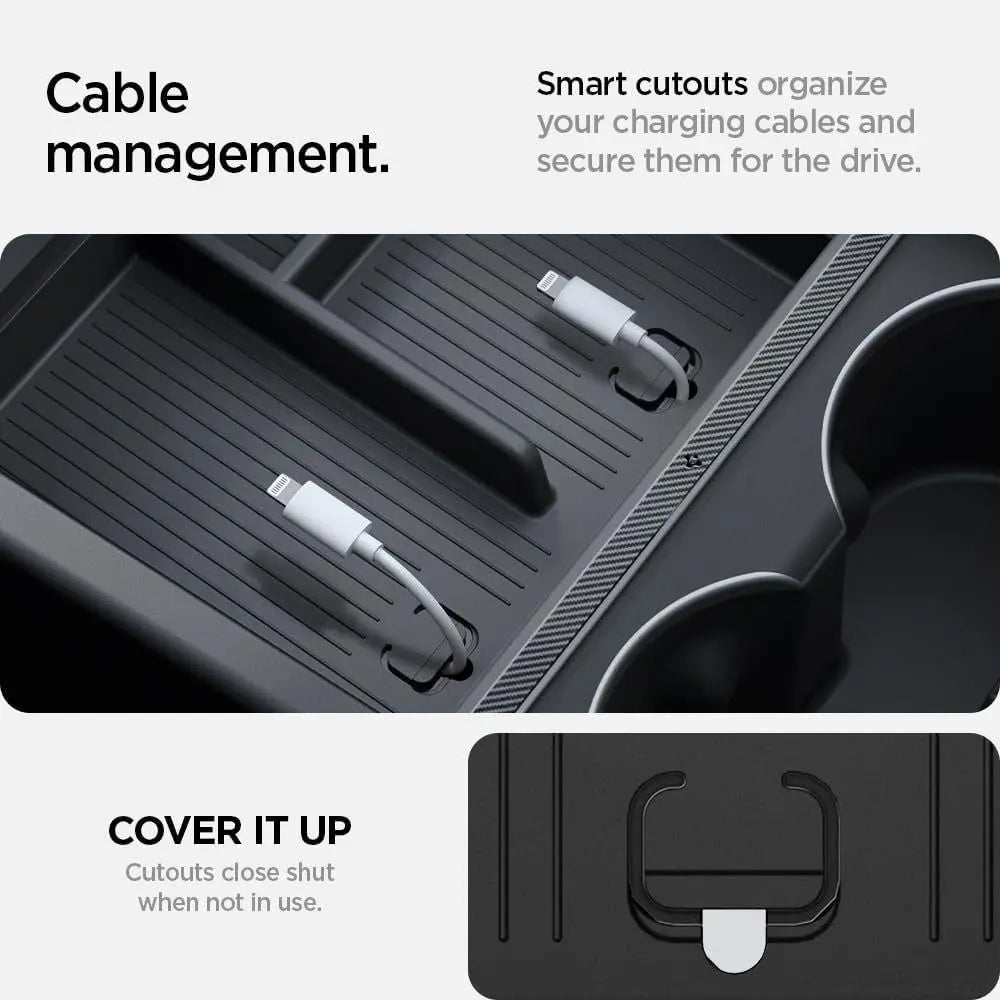 Spigen Tesla Model Y Juniper (2026/2025) & Model 3 Highland (2025/2024) Center Console Organizer Tesla Accessories