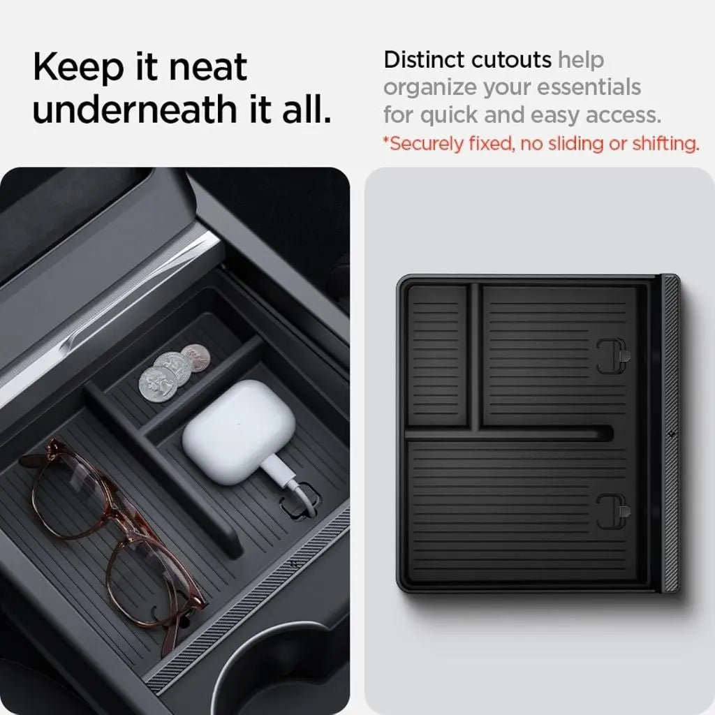Spigen Tesla Model Y Juniper (2026/2025) & Model 3 Highland (2025/2024) Center Console Organizer Tesla Accessories