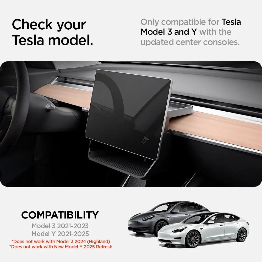 Spigen Tesla Model Y (2020-2024) & Model 3 (2017-2023) Under Screen Storage Organizer Tesla Model Y Accessories