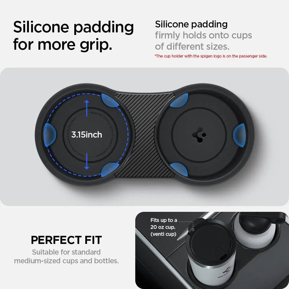 Spigen Tesla Model Y (2021-2024) & Model 3 (2021-2023) Cup Holder Insert Flush Fit Tesla Model Y Accessories
