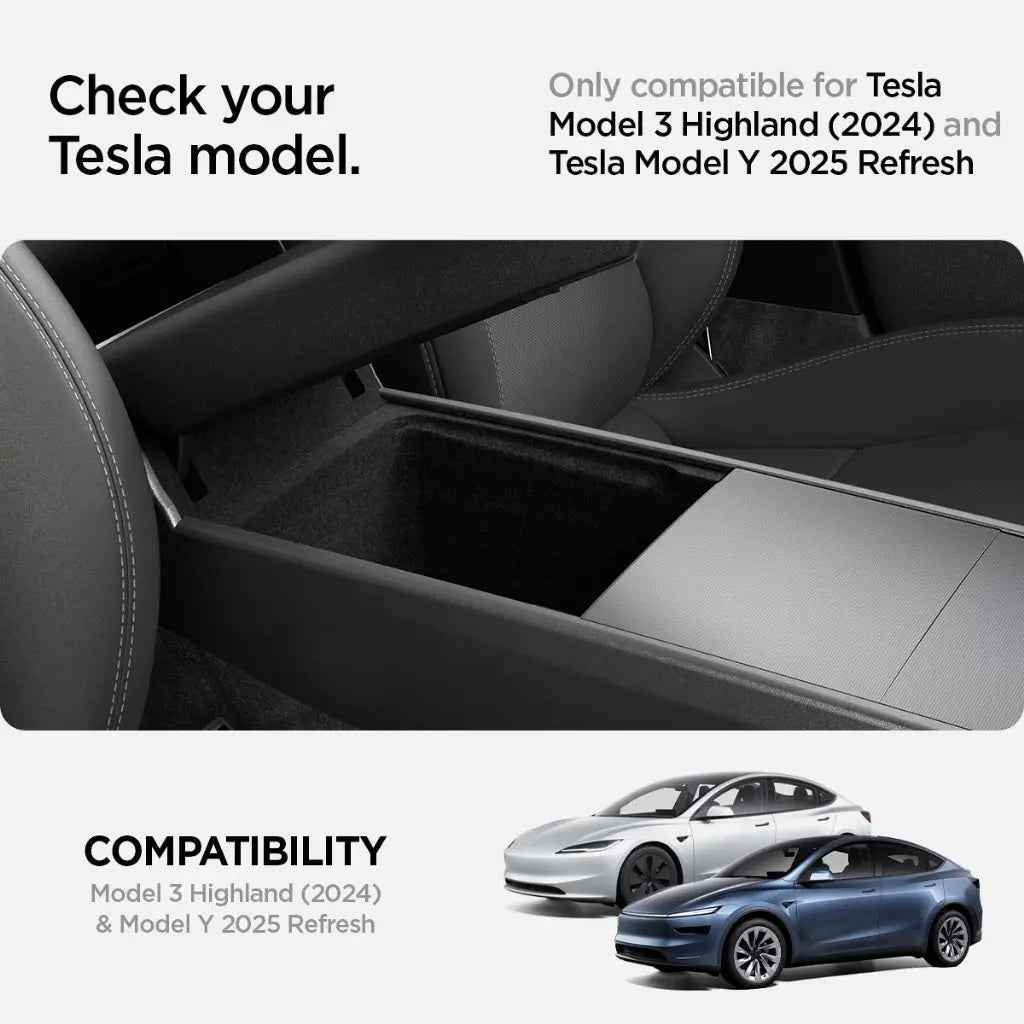 Spigen Tesla Model Y (2025) Juniper / Model 3 (2024-2025) Highland Armrest Console Organizer Tesla Car Accessories