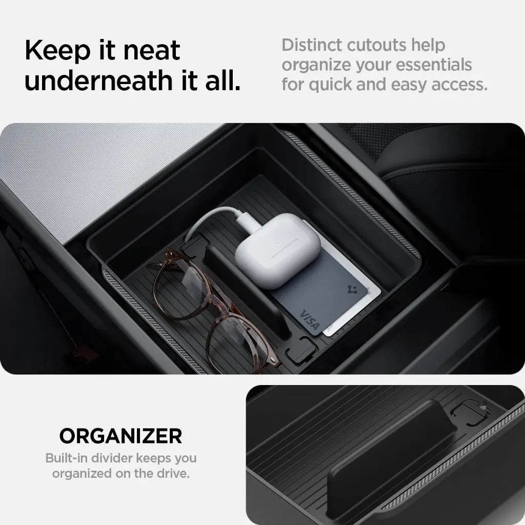 Spigen Tesla Model Y (2025) Juniper / Model 3 (2024-2025) Highland Armrest Console Organizer Tesla Car Accessories