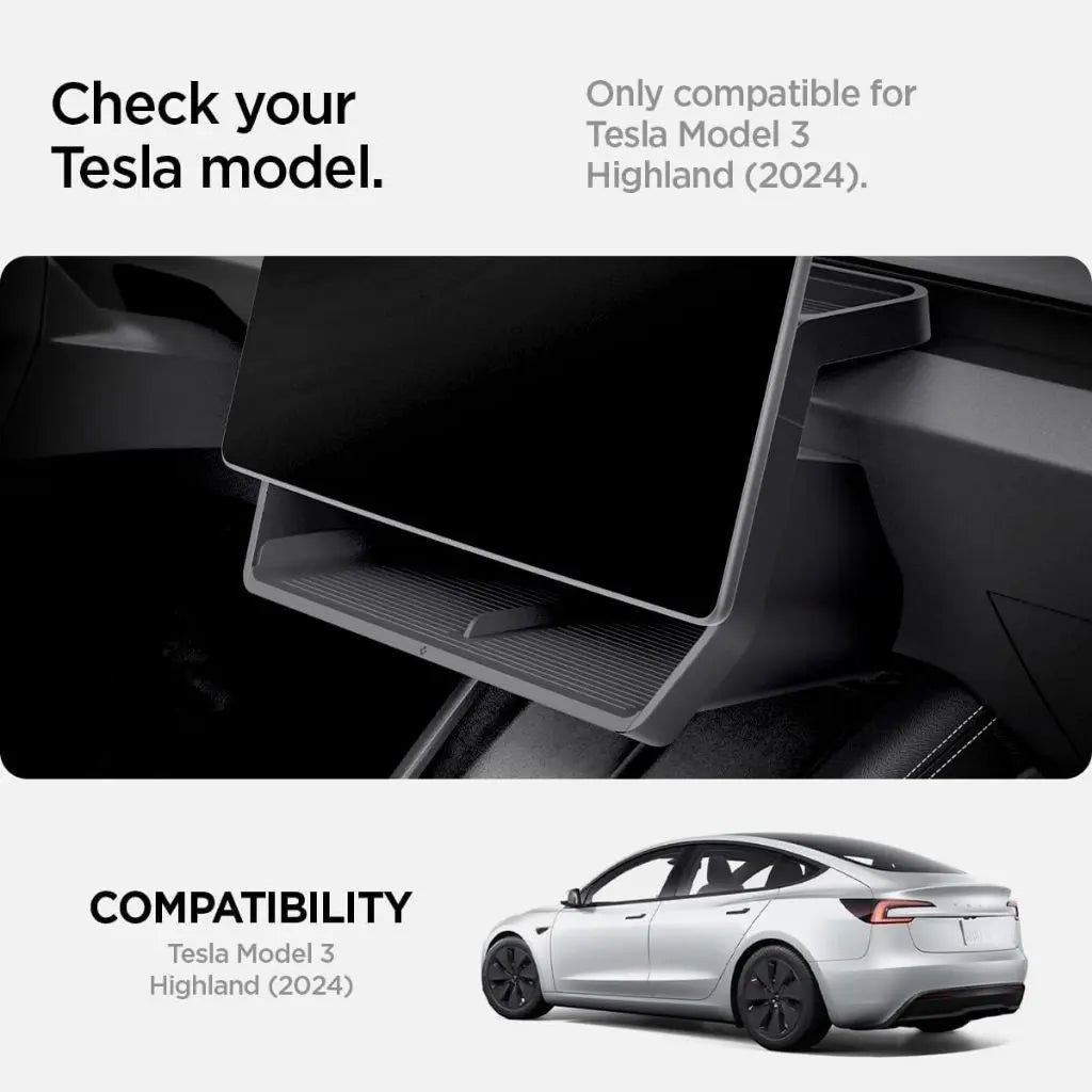 Spigen Tesla Model Y (2025) Juniper / Model 3 (2024-2025) Under Screen Storage Organizer with Easy Installation