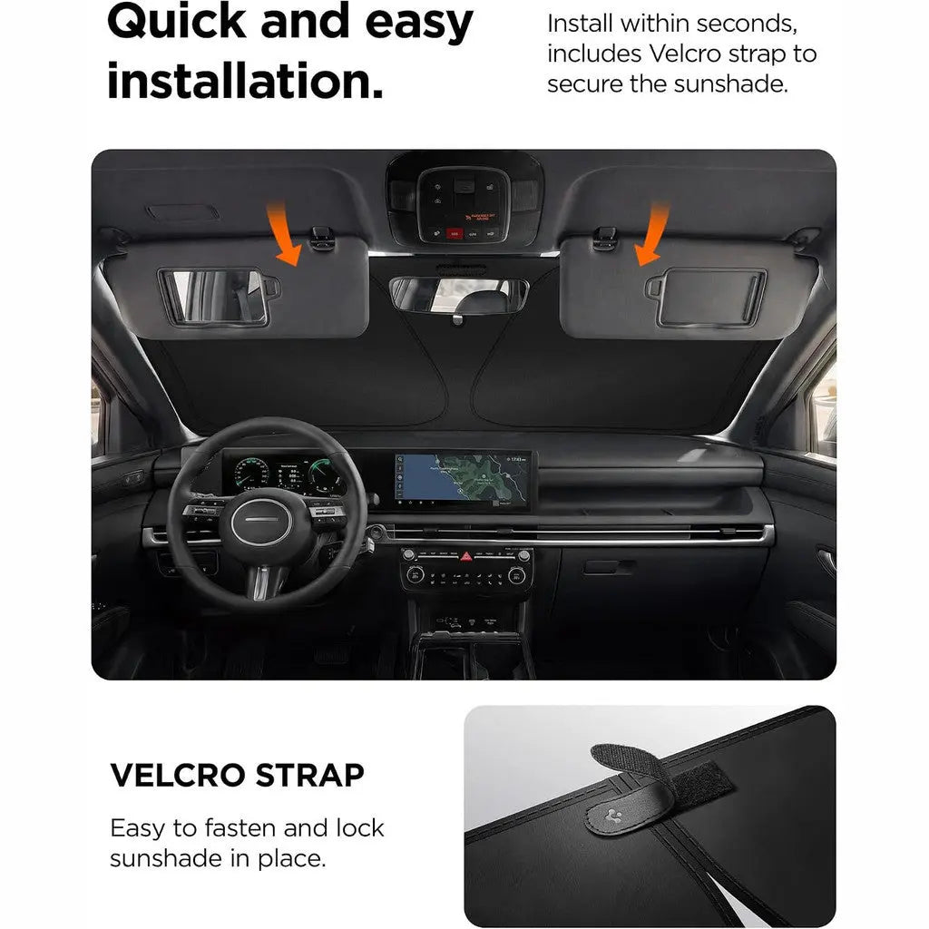Spigen Universal Car Sun Shade with UV & Heat Protection Windshield Car Front Sunshade UO260 (M)