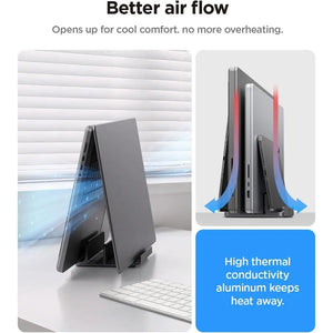 Spigen Vertical Laptop Stand Macbook Stand iPad Stand Adjustable Dock Stand Holder For Desk LD208S4