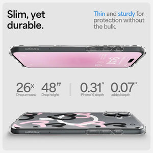 Spigen iPhone 16 Case 6.1" Case Ultra Hybrid MagFit Hearts Transparent Casing Air Cushion Technology Protection