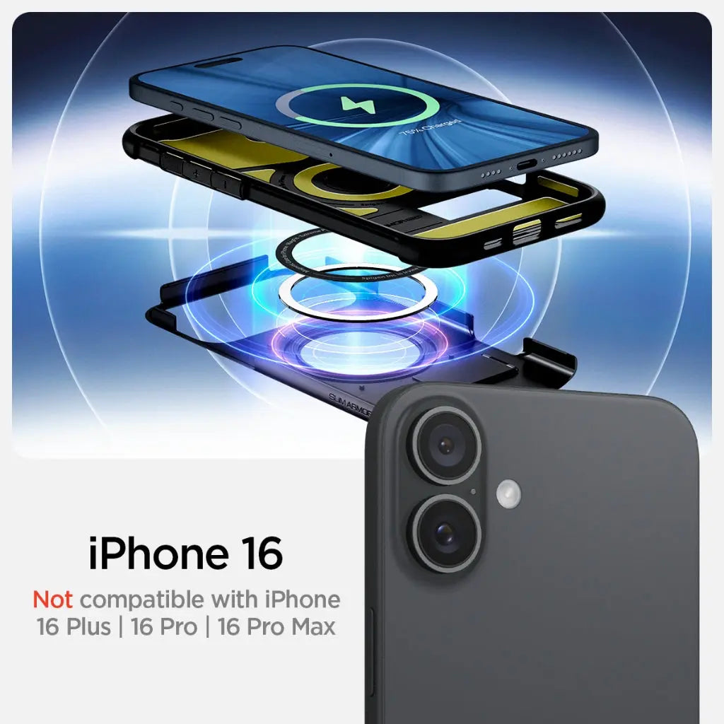 Spigen iPhone 16 Case 6.1" Slim Armor MagFit Magnetic Phone Case MagSafe Case with Kickstand iPhone Cover iPhone Case