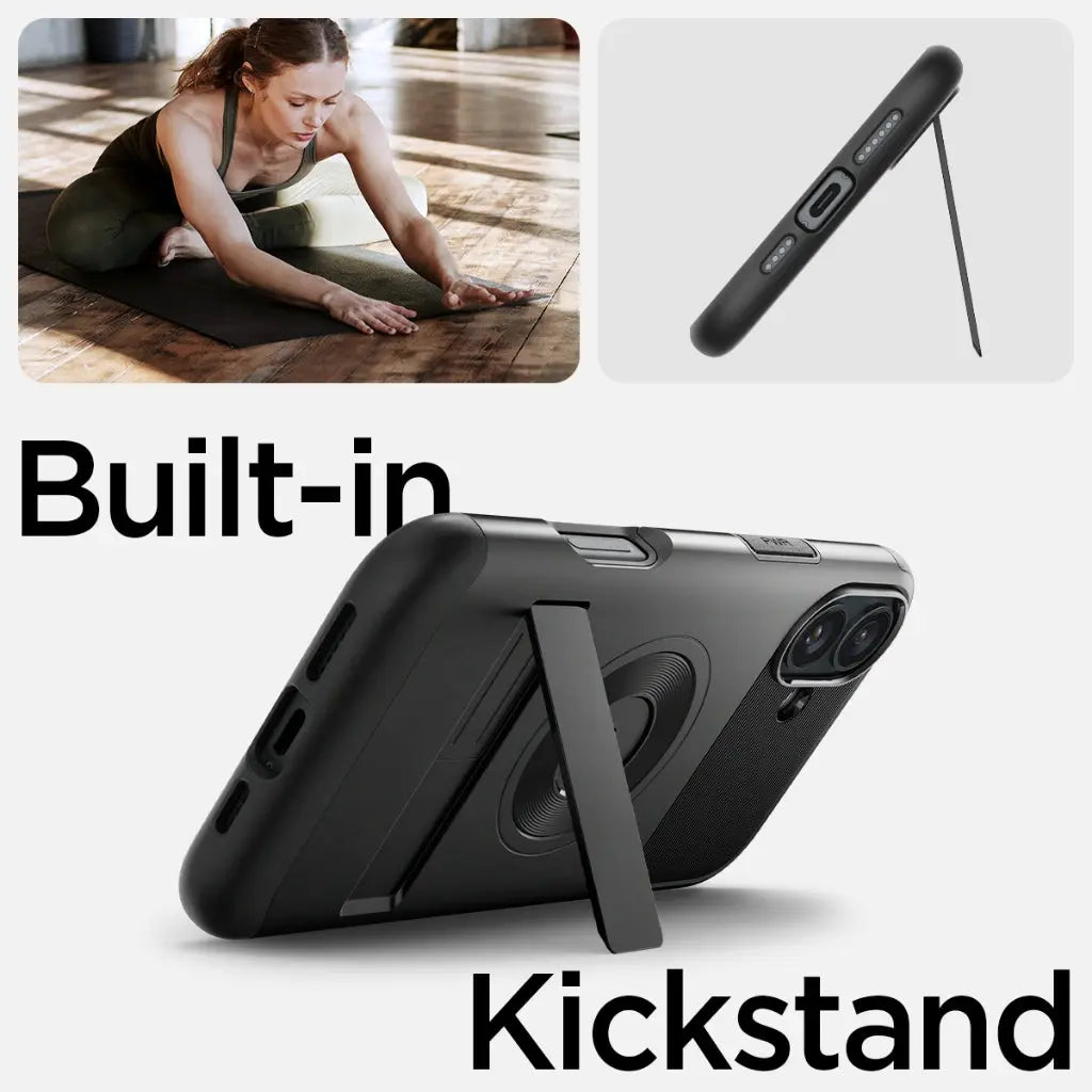 Spigen iPhone 16 Case 6.1" Slim Armor MagFit Magnetic Phone Case MagSafe Case with Kickstand iPhone Cover iPhone Case