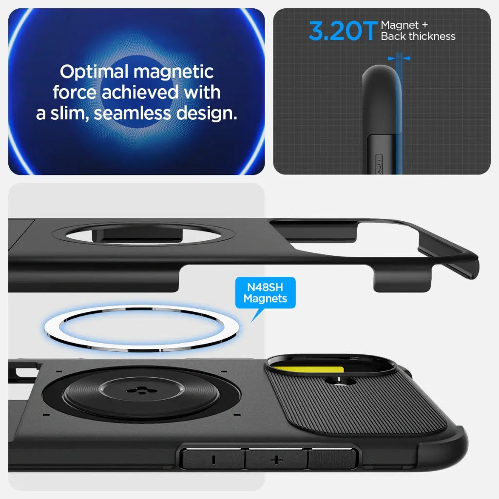 Spigen iPhone 16 Case 6.1" Slim Armor MagFit Magnetic Phone Case MagSafe Case with Kickstand iPhone Cover iPhone Case