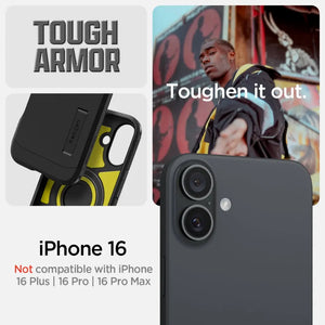 Spigen iPhone 16 Case 6.1" Tough Armor Casing Extreme Dual-Layer Protection and Reinforced Kickstand iPhone 2024 Cover