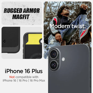 Spigen iPhone 16 Plus Case 6.7" Rugged Armor Magfit Magnetic Phone Case Protective iPhone Cover iPhone Case