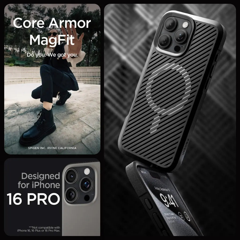 Spigen iPhone 16 Pro Case 6.3" Core Armor MagFit Casing Magnetic Compatible Drop Protection iPhone Cover