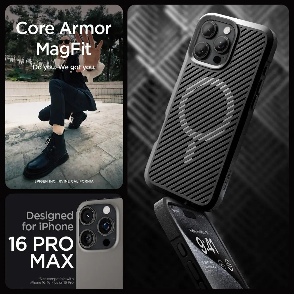 Spigen iPhone 16 Pro Max Case 6.9" Core Armor MagFit Casing Magnetic Phone Case MagSafe Case Drop Protection iPhone Case