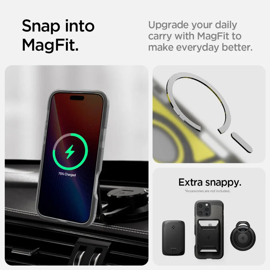 Spigen iPhone 16 Pro Max Case 6.9" Tough Armor MagFit Frost Black Magnetic Phone Case Extreme Protection iPhone Case