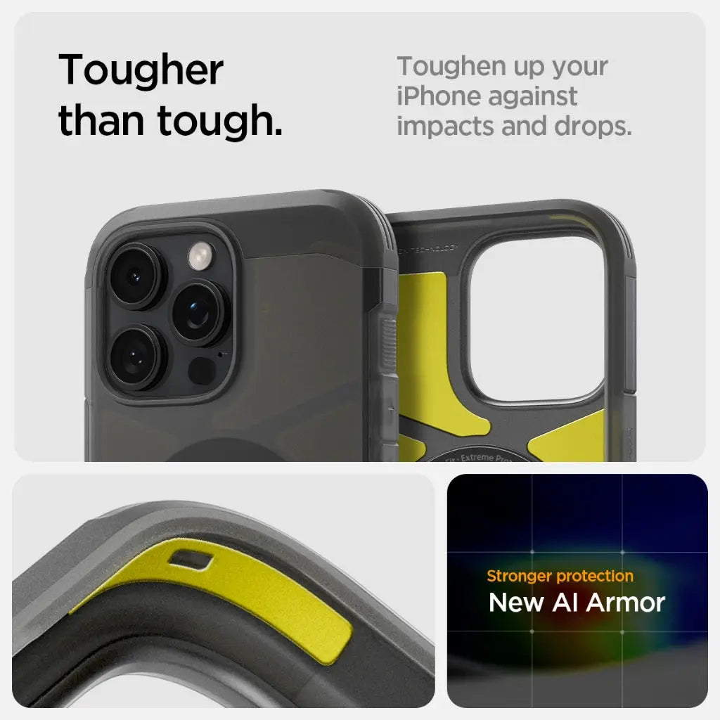 Spigen iPhone 16 Pro Max Case 6.9" Tough Armor MagFit Frost Black Magnetic Phone Case Extreme Protection iPhone Case