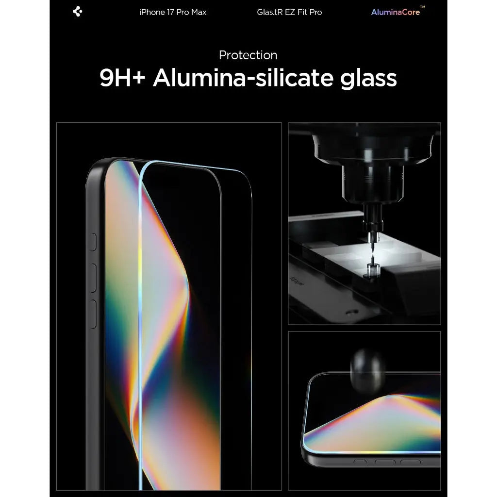 Spigen iPhone 17 Pro Max Screen Protector [1 Pack] EZ Fit Pro HD Full Coverage iPhone 17 Pro Max Tempered Glass