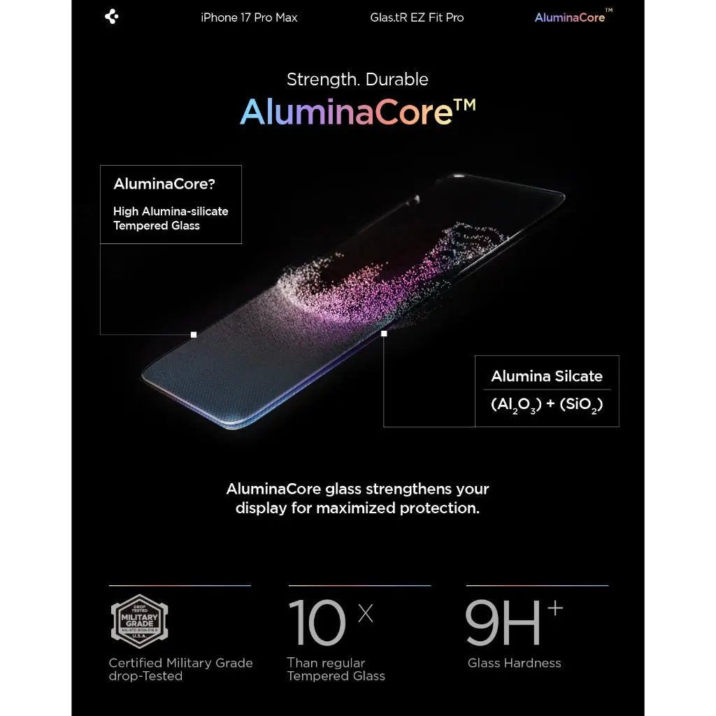 Spigen iPhone 17 Pro Max Screen Protector [1 Pack] EZ Fit Pro HD Full Coverage iPhone 17 Pro Max Tempered Glass