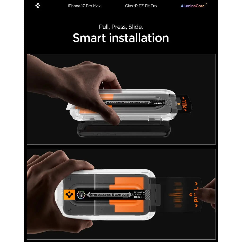 Spigen iPhone 17 Pro Max Screen Protector [1 Pack] EZ Fit Pro HD Full Coverage iPhone 17 Pro Max Tempered Glass