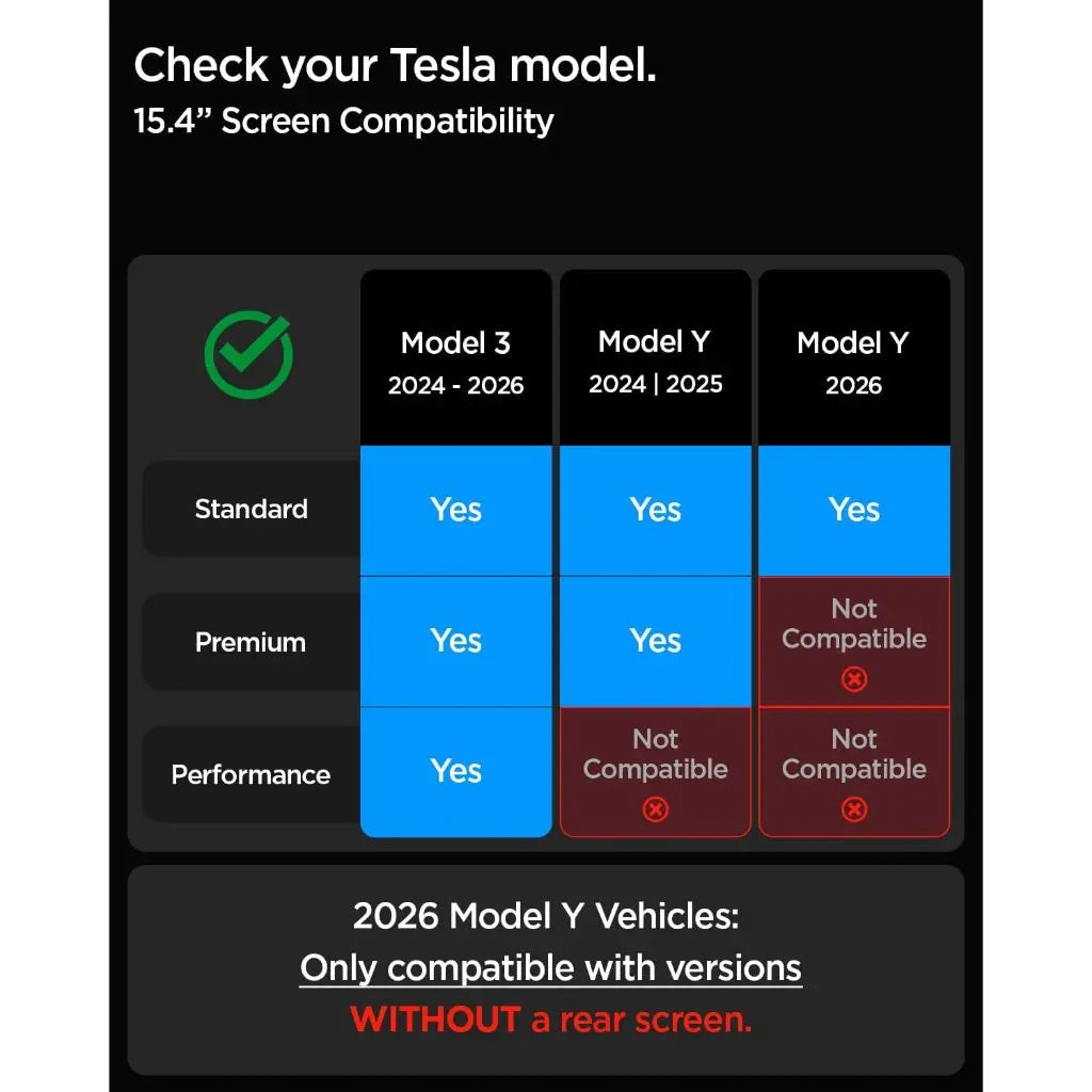 Tesla Model Y Juniper (2025) / Model 3 (2026/2025/2024) 15.4" Screen Protector