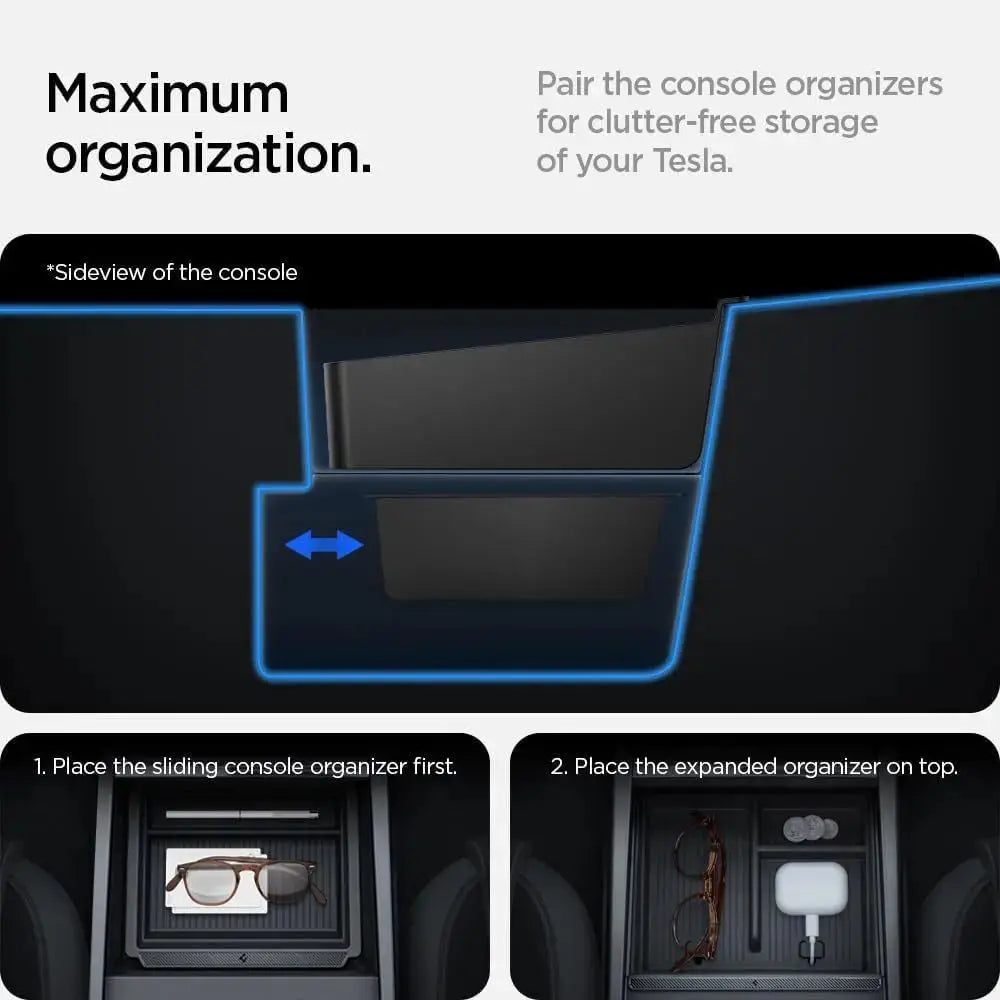 Spigen Tesla Model Y Juniper (2026/2025) & Model 3 Highland (2025/2024) Center Console Organizer Tesla Accessories