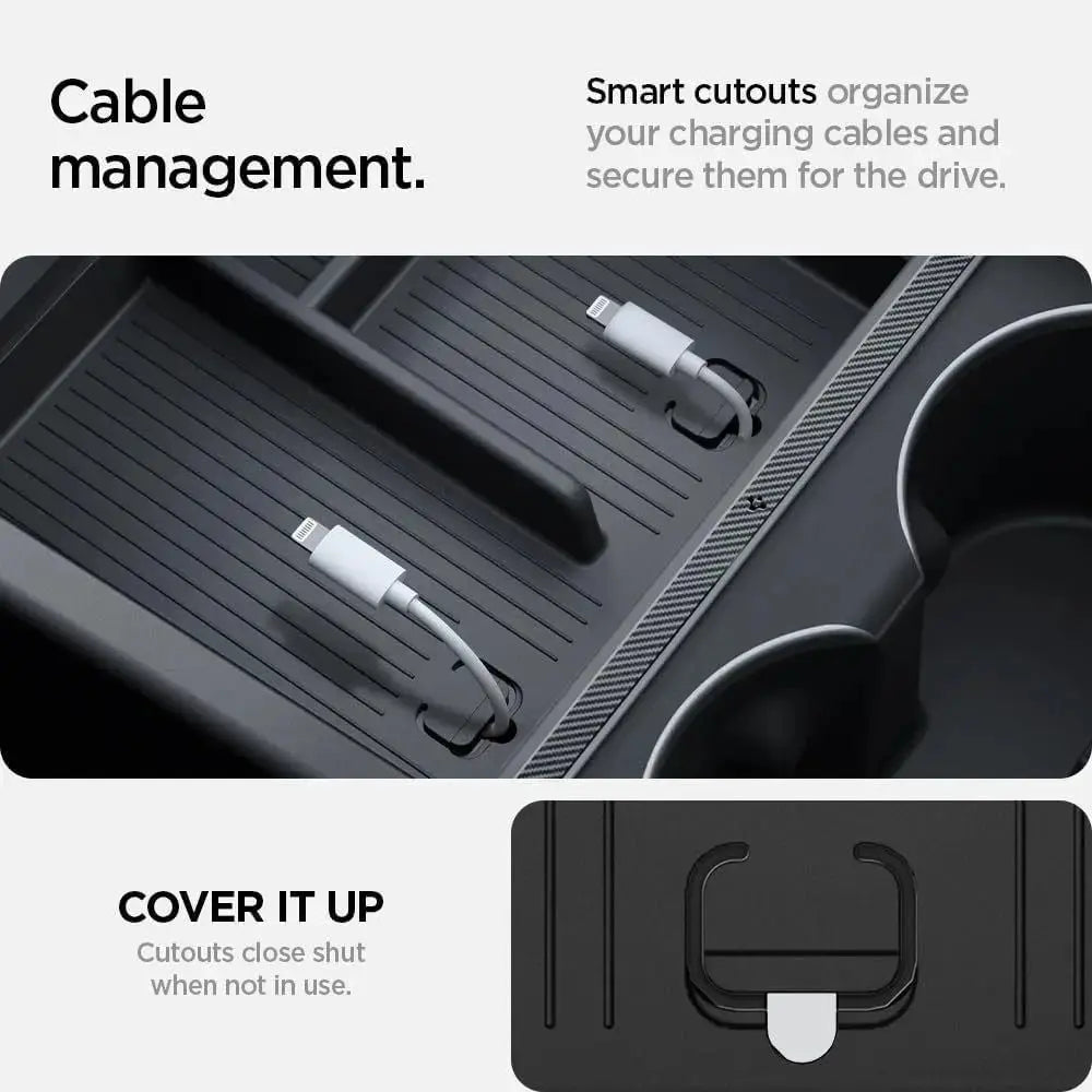 Spigen Tesla Model Y Juniper (2026/2025) & Model 3 Highland (2025/2024) Center Console Organizer Tesla Accessories