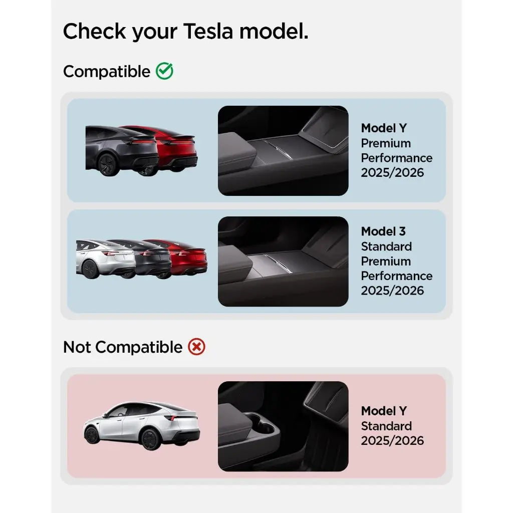 Tesla Model Y Juniper (2026/2025) & Model 3 Highland (2026/2025/2024) Center Console Organizer