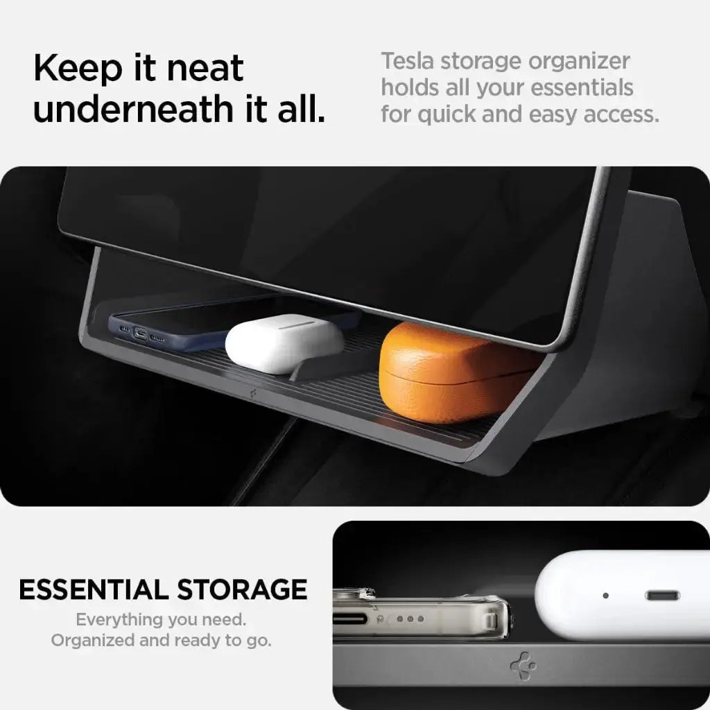 Spigen Tesla Model Y (2025) Juniper / Model 3 (2024-2025) Under Screen Storage Organizer with Easy Installation
