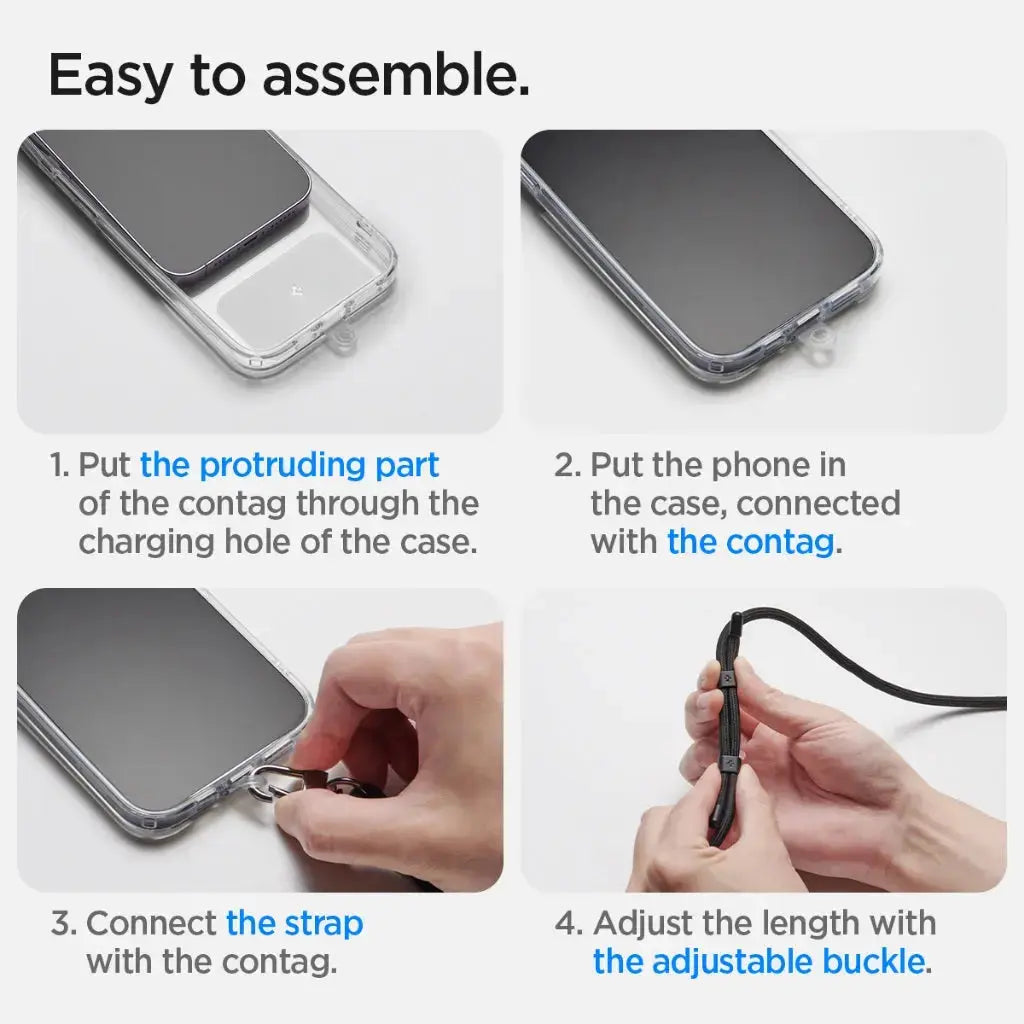 Spigen Universal Phone Lanyard Set CrossBody Strap + Wrist Strap With ConTag Adjustable Phone Strap Lanyard Strap