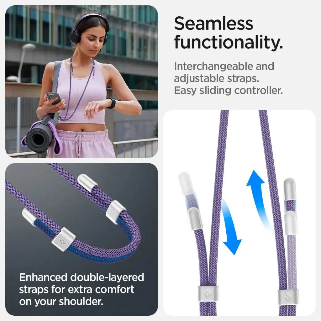 Spigen Universal Phone Lanyard Set CrossBody Strap + Wrist Strap With ConTag Adjustable Phone Strap Lanyard Strap