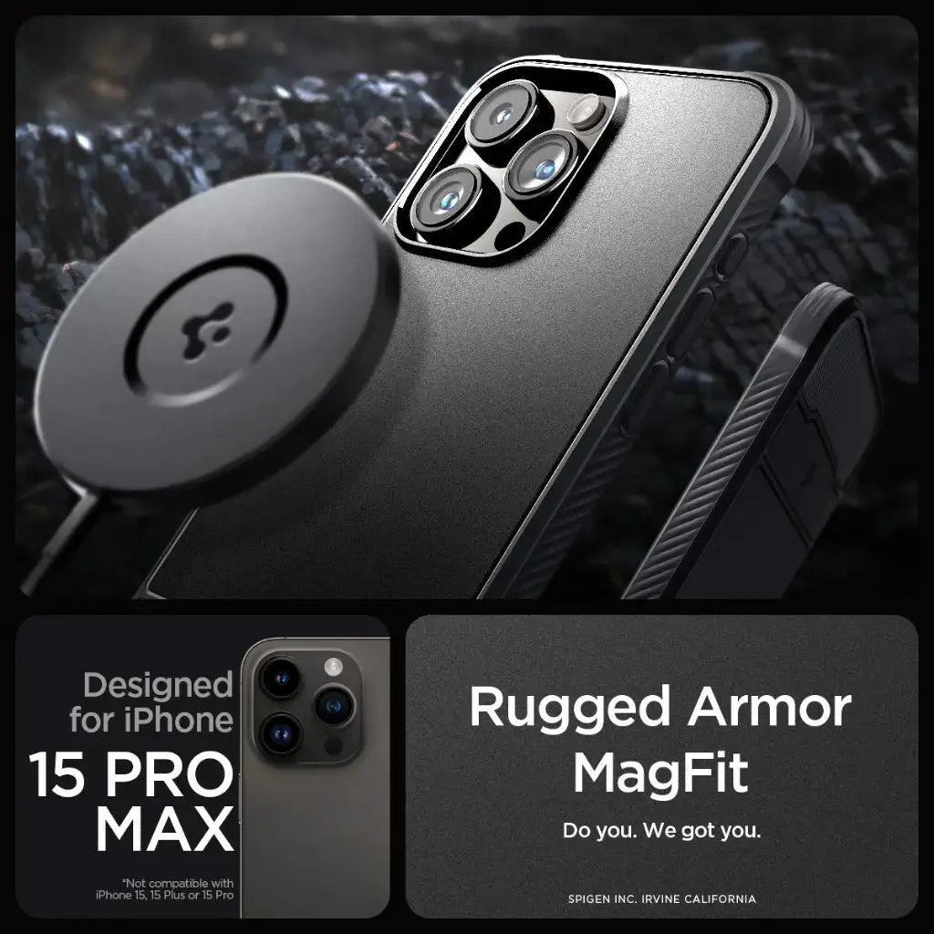 iPhone 15 Pro Max Case Rugged Armor MagFit - Spigen Singapore