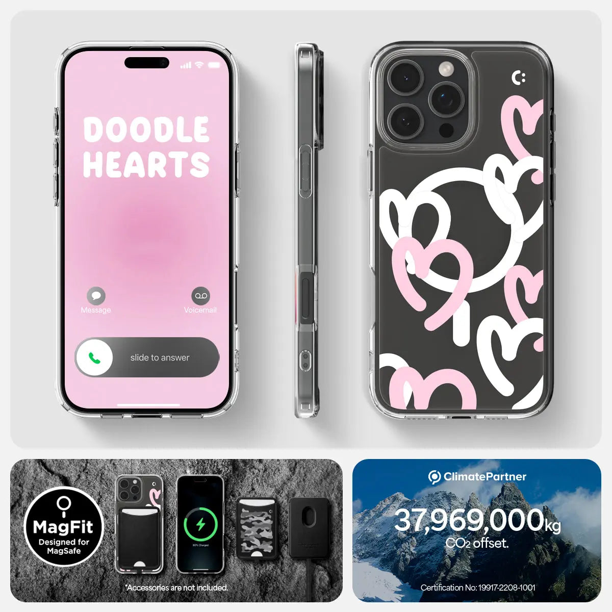 iPhone 16 Pro Case Ultra Hybrid MagFit Hearts