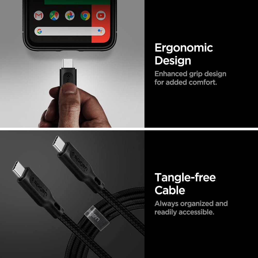 Spigen DuraSync™ USB C to USB C Cable 2.0 (1.5m) 60W Power Delivery 480Mbps Data Transfer Type C Fast Charging Cable